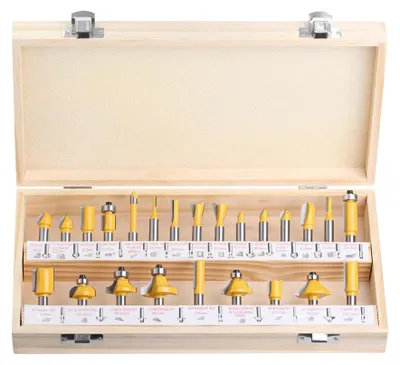 Produktbild von Oberfräser-Set - 24-teilig - 8-mm-Schaft - Bündigfräser - Gerade Fräser - Profilfräser - Holzbearbeitung