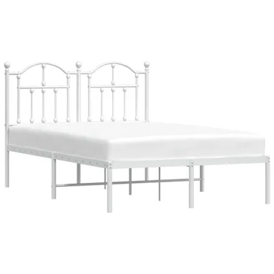Zdjęcie produktu dla Metalowa rama łóżka z wezgłowiem, biała, 120x190 cm