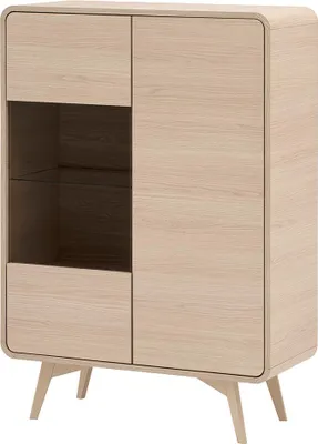 Produktbild von Wohnzimmer Highboard Vitrine mit 90 cm Breite in Eiche, 2 Türen - TULSA-61