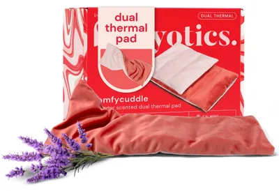 Produktbild von Bodyotics ComfyCuddle Körnerkissen für die Mikrowelle, Wärmekissen und Kühlkissen mit Leinsamen und Lavendel, weicher Samtbezug, 457 x 178 mm, Rosa