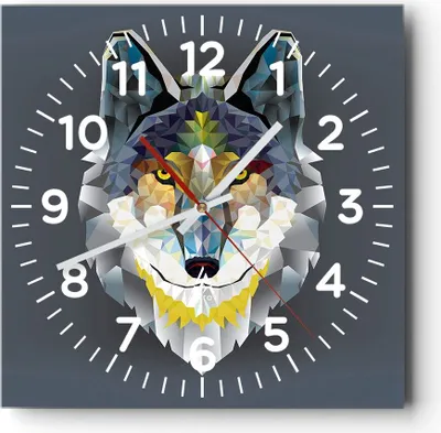 Produktbild von Wanduhr - Quadrat - Glasuhr - Tier Abstraktion - 30x30cm - Schleichendes Uhrwerk - Lautlos - zum Aufhängen bereit - Dekoration Modern - Wanddekoration aus Glas - C4AC30x30-3633