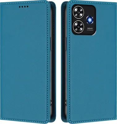 Produktbild von Handyhülle für ZTE Blade A73 4G, Kunstleder Klapphülle Stoßfeste Magnetische Hülle mit Ständer Blau