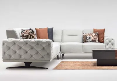 Zdjęcie produktu dla Narożnik w kształcie litery L sofa tapicerowana tkanina sofa kanapa szara sofa nowoczesna tkanina