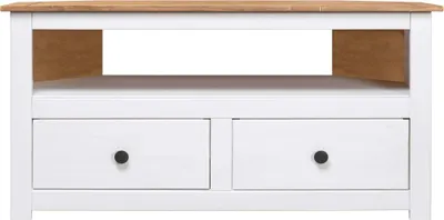 Obrázok produktu pre vidaXL TV rohová skrinka biela 93 x 49 x 49 cm Masívne drevo Panama Pine