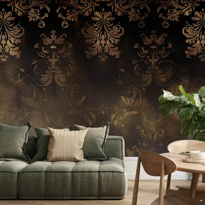 Produktbild von Selbstklebende Folie Fototapete - Baroque Ornaments in Patinated Gold and Browns: Retro Motif 196x140 cm Muster f-H-10017-a-a