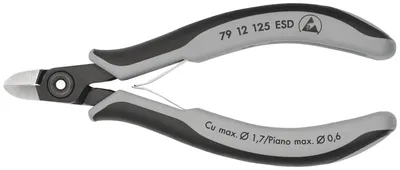 Obrázek produktu pro Knipex 79 12 125 ESD, Diagonální kleště, 1 cm, 6,5 mm, Odolnost proti nárazu, Nevodivé, Ocel, Plast