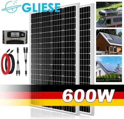 Produktbild von Solarmodul 600(2 * 300W) Watt Solarpanel Monokristallin Solar Set für Häuser RV Boot