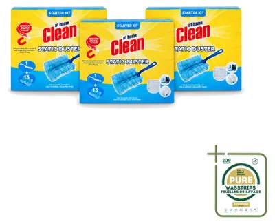 Obrázok produktu pre 3 sady "At Home Clean" na čistenie prachu, vrátane 13 elektrostatických utierok – balenie s 3 kusmi