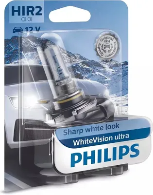 Produktbild von 1x PHILIPS HIR2 Glühlampe Fernlicht 12V 55W 3700K PX22d Halogen 9012WVUB1