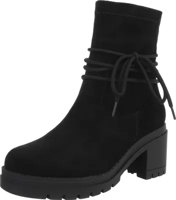 Produktbild von Ital-Design Damen Stiefeletten High-Heel Stiefeletten  Wildlederoptik Plateaustiefeletten 90482789 Schwarz Gr.  37