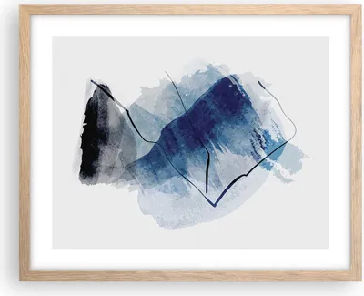 Produktbild von Gerahmtes Poster - Rahmen in heller Eiche - Blau Schwarz Abstraktion - 50x40 cm - Wand Bild - Wanddeko - Wandbilder - Kunstposter - Wandposter - Bilderrahmen - Bilder - Kunstdruck - P2NAA50x40-5058
