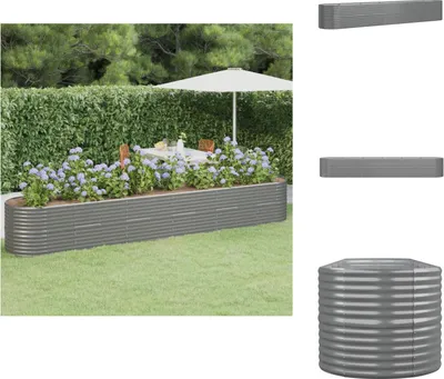 Obrázek produktu pro vidaXL Vyvýšený záhon z oceli s práškovým nástřikem 440x80x68 cm šedý - Květináče a květináče