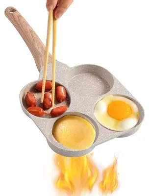 Imagen del producto de Omgoods: Sartén antiadherente para hamburguesas con 4 cavidades, ideal para el desayuno