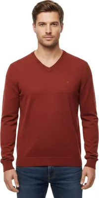 Productafbeelding van Hackett London herenpullover met V-hals, katoen en wol, oranje, maat XL