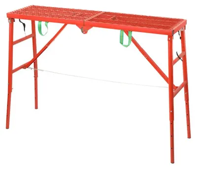 Image de Plateforme de travail pliante - Échafaudage pliable - 150 x 40 cm - Hauteur réglable - Acier inoxydable - Antidérapante - Capacité de charge : 350 kg