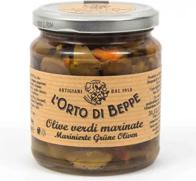Produktbild von Grüne Oliven mariniert 314 ml. - L'Orto di Beppe