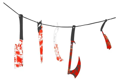 Immagine prodotto di Ghirlanda insanguinata Strumenti di tortura Decorazioni per feste di Halloween Rosso-colorato 118 cm -