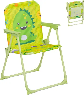 Produktbild von Relaxdays Kinder Klappstuhl, Campingstuhl mit Monster-Motiv, HBT 51,5x36x37,5 cm, Picknickstuhl outdoor, Faltstuhl, bunt