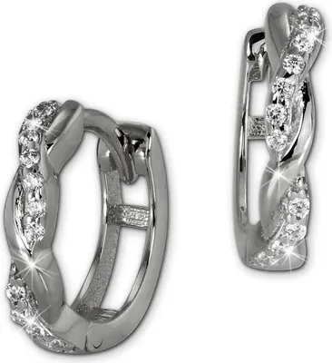 Produktbild von GoldDream silber Creolen Zirkonia 12mm Damen 333 Weißgold 8 K Ohrringe GDO5041J
