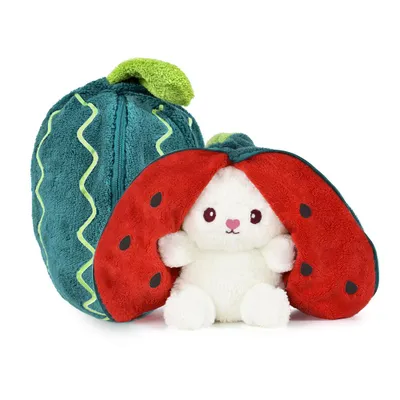 Produktbild von 40 cm Plüsch-Erdbeerhase, Plüschkaninchen, Plüschtie, Osterhase, Erdbeertasche mit Plüschohren, Plüsch-Erdbeerhase, Erdbeere, (Wassermelone)