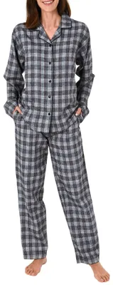 Produktbild von Damen Flanell Pyjama Schlafanzug langarm kariert  auch in Übergrößen 281 201 95 991 ; grau , 56
