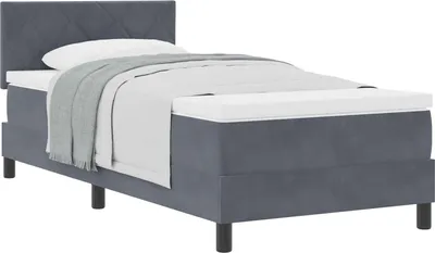 Immagine prodotto di vidaXL Letto a molle con materasso grigio scuro 90 x 200 cm in velluto