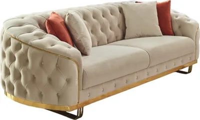 Produktbild von Villa Möbel Sofa Bellezza Creme 2-Sitzer Handmade, pflegeleichter Mikrofaser Samtstoff, inkl. Kissen