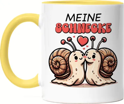 Produktbild von Meine Schnecke Küssende Schnecken Tasse Gelb Liebe Ehefrau Ehemann
