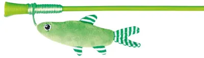 Produktbild von TRIXIE Spielangel mit Fisch, Katze, Stabspielzeug, Schwarz, Grün, Kunststoff, Plüsch, 420 mm