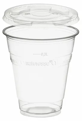 Produktbild von 50x Trinkbecher 300ml + Deckel ohne Loch aus PLA