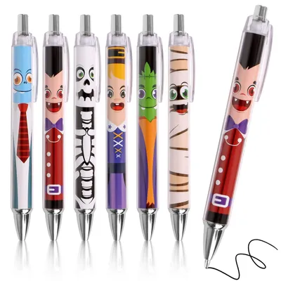 Produktbild von Set mit 12 Halloween-Kugelschreiber in verschiedenen Designs