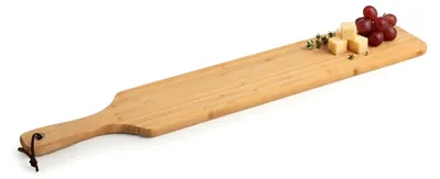 Produktbild von Bambusholz Servierbrett natur lebensmittelecht - 75 x 14 cm - Massivholz Tapasbrett rechteckig mit Griff