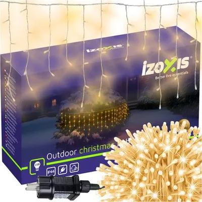 Image de Guirlande lumineuse de Noël en forme de glaçons, 100 LED, 6 m, blanc chaud, IP44