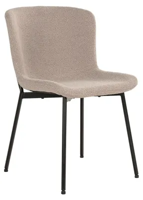 Produktbild von 2er-Set Esszimmerstühle Maceda aus beigem Bouclé mit schwarzen Beinen 48x59x83 cm