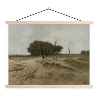 Produktbild von MuchoWow® Textilposter Heide bei Laren - Gemälde von Anton Mauve 40x30 cm mit holzfarbenen Rahmen - Bilder