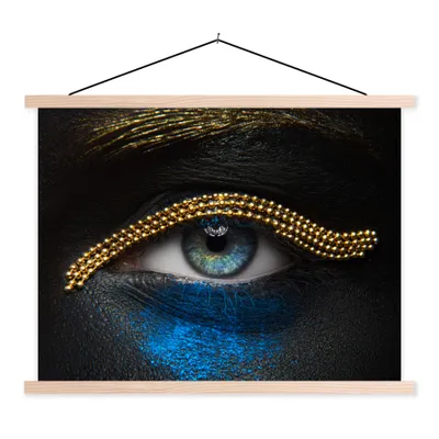Produktbild von MuchoWow® Textilposter Frau - Augen - Make-up - Luxus - Gold 40x30 cm mit holzfarbenen Rahmen - Bilder