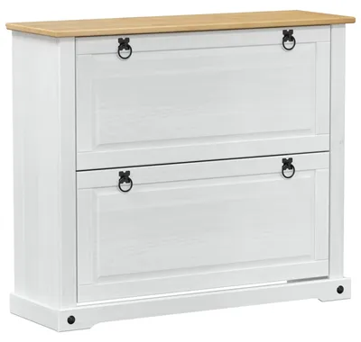 Produktbild von Schuhschrank Corona Weiß 99 x 32 x 85 cm Massives Kiefernholz