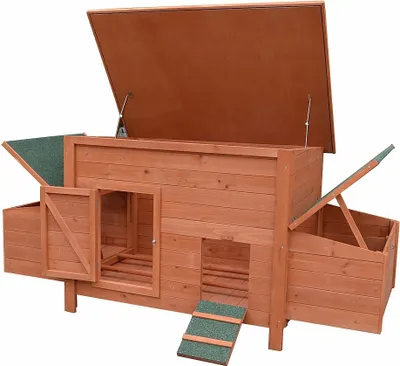 Produktbild von Geflügelstall Holz mit 2 Nestboxen & Freilaufgehege Kleintierstall