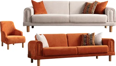 Produktbild von Villa Möbel Sofa Set Charm Duo Braun-Beige Stellvariante:2+2+1 Relax- und Bettfunktion, Mikrofaser Webstoff