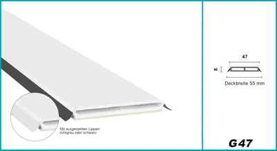 Produktbild von Glassprossen PVC weiß 1-2m - Weichlippen grau & schwarz, selbstklebend - HJ
