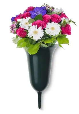 Produktbild von Trichter Grab-Vase mit Erdspieß frostsicher grün 25 cm