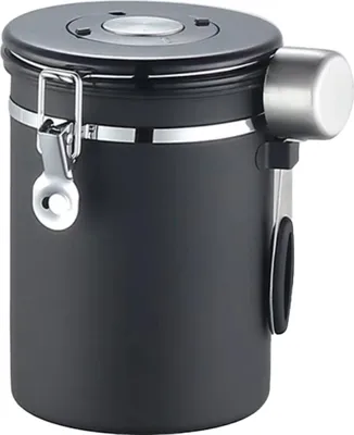 Produktbild von Kaffeedose für gemahlenen Kaffee, Kaffeebohnenbehälter, Kaffeeaufbewahrung, luftdichter Kanister mit Schaufel, schwarz, 1800 ml Lebensmittelaufbewahrungstank