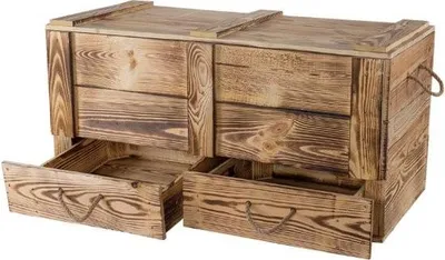 Image de Coffre de plafond - Coffre de rangement pour l'intérieur - Banc avec système de rangement - Coffre en bois avec couvercle - Coffre à jouets pour enfants - pour chambre & salon - avec tiroirs - Marron