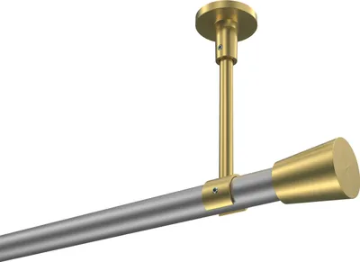 Produktbild von Interdeco Gardinenstange / Vorhangstange Silbergrau / Messing-Optik, Typ Sonette Sitra (Konus) ohne Ringe, Deckenmontage, 20 mm Ø 1-läufig, 360 cm