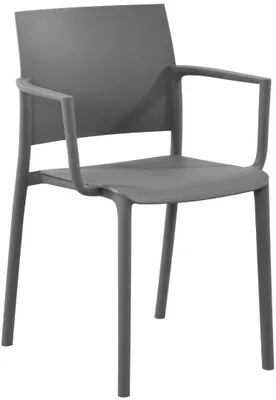 Image de Chaise de jardin Valtor, gris foncé, avec accoudoirs
