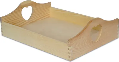 Obrázek produktu pro Creative Deco Servírovací Podnos se Srdcovými úchyty | 40 x 30 x 10,5 cm | Dřevěný Podnos Dřevo Neošetřené | Ideální pro Servírování, Zdobení, do Kuchyně a na Snídani
