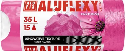 Obrázek produktu pro Pytle na odpadky "Aluflexy", růžová, s vůní, zatahovací, 35 l, 15 ks, LDPE, ALUFIX