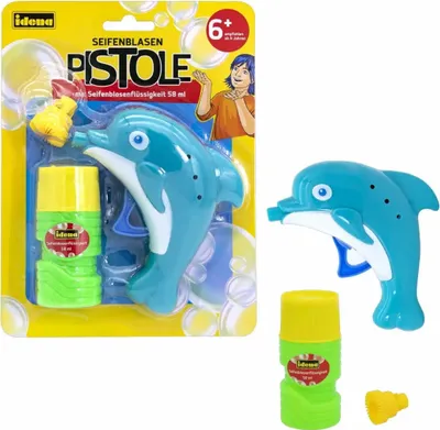 Produktbild von Idena Seifenblasenpistole  Delphin, inkl. 58ml Seifenblasenflüssigkeit,, ab 4 Jahren