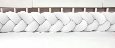 Produktbild von Bettschlange geflochten Velours 400 cm – Weiß | Bettumrandung Babybett Nestchen | Letino