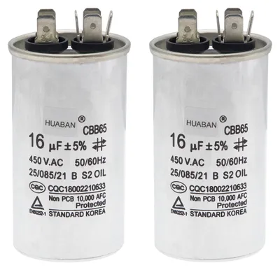 Kondensator 16 µF, 450 V, 50/60 Hz, Alu, 2 Stück